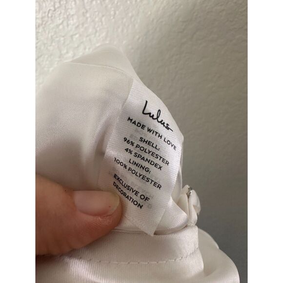 Lulu's Showing Up Elegance Satin Lace Midi Dress White Size Large - Picture 9 of 10